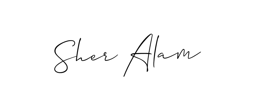 Use a signature maker to create a handwritten signature online. With this signature software, you can design (Allison_Script) your own signature for name Sher Alam. Sher Alam signature style 2 images and pictures png