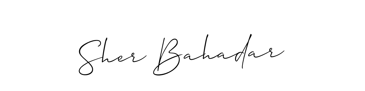 Create a beautiful signature design for name Sher Bahadar. With this signature (Allison_Script) fonts, you can make a handwritten signature for free. Sher Bahadar signature style 2 images and pictures png