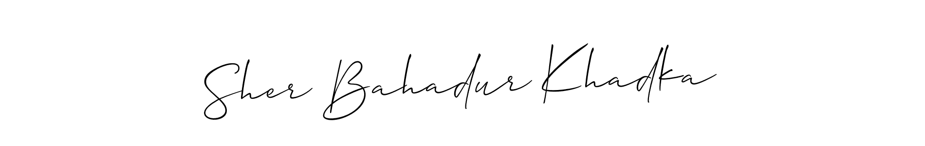 Also we have Sher Bahadur Khadka name is the best signature style. Create professional handwritten signature collection using Allison_Script autograph style. Sher Bahadur Khadka signature style 2 images and pictures png