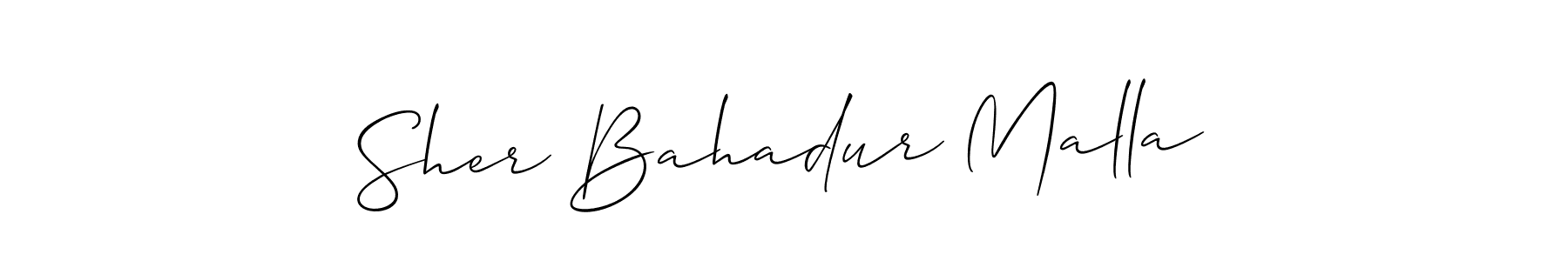 Make a beautiful signature design for name Sher Bahadur Malla. With this signature (Allison_Script) style, you can create a handwritten signature for free. Sher Bahadur Malla signature style 2 images and pictures png