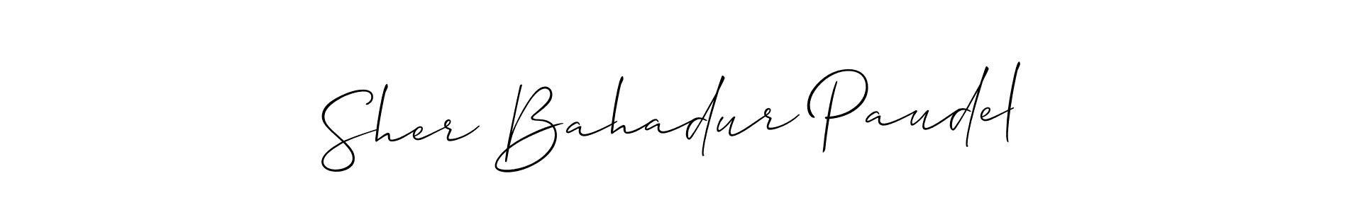 Use a signature maker to create a handwritten signature online. With this signature software, you can design (Allison_Script) your own signature for name Sher Bahadur Paudel. Sher Bahadur Paudel signature style 2 images and pictures png