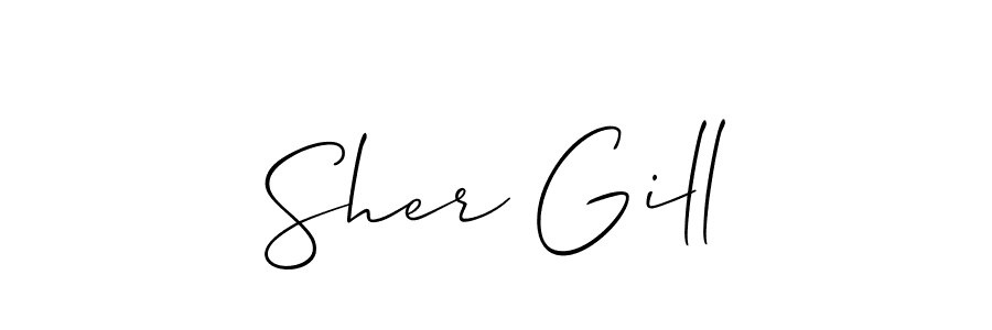 How to Draw Sher Gill signature style? Allison_Script is a latest design signature styles for name Sher Gill. Sher Gill signature style 2 images and pictures png