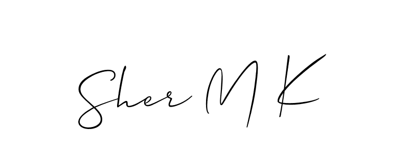 Allison_Script is a professional signature style that is perfect for those who want to add a touch of class to their signature. It is also a great choice for those who want to make their signature more unique. Get Sher M K name to fancy signature for free. Sher M K signature style 2 images and pictures png