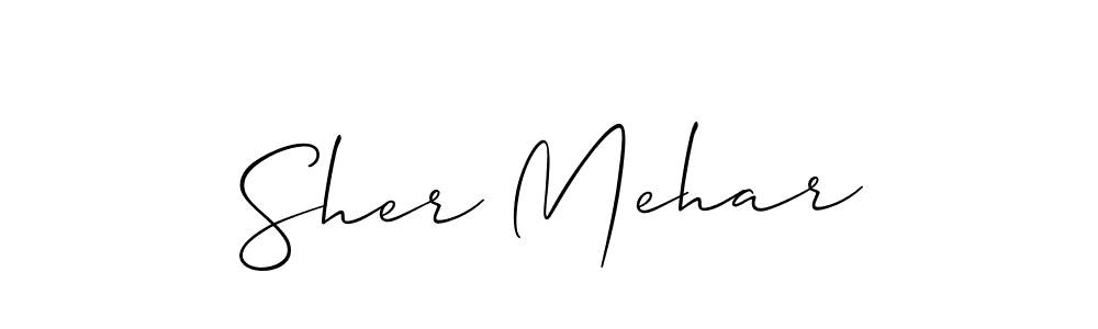 Also we have Sher Mehar name is the best signature style. Create professional handwritten signature collection using Allison_Script autograph style. Sher Mehar signature style 2 images and pictures png