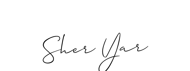How to Draw Sher Yar signature style? Allison_Script is a latest design signature styles for name Sher Yar. Sher Yar signature style 2 images and pictures png