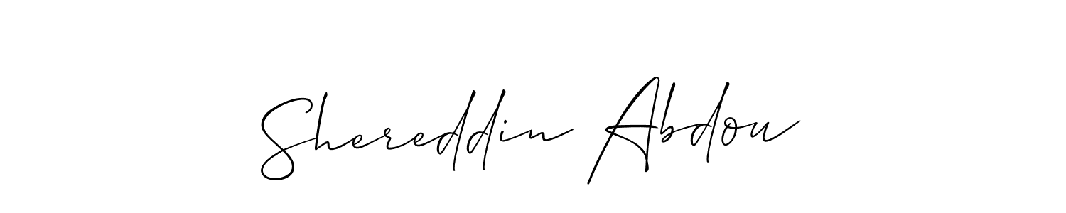 Also You can easily find your signature by using the search form. We will create Shereddin Abdou name handwritten signature images for you free of cost using Allison_Script sign style. Shereddin Abdou signature style 2 images and pictures png