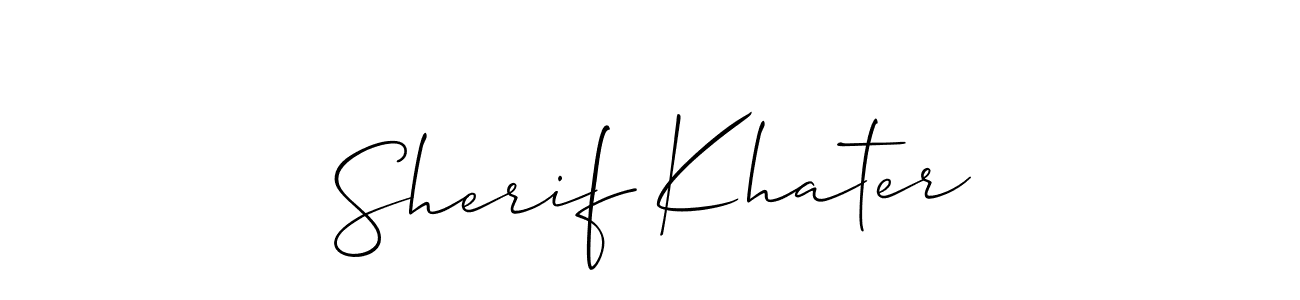 Also You can easily find your signature by using the search form. We will create Sherif Khater name handwritten signature images for you free of cost using Allison_Script sign style. Sherif Khater signature style 2 images and pictures png