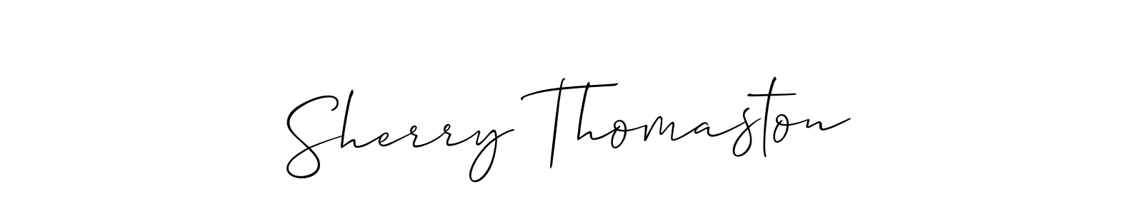Allison_Script is a professional signature style that is perfect for those who want to add a touch of class to their signature. It is also a great choice for those who want to make their signature more unique. Get Sherry Thomaston name to fancy signature for free. Sherry Thomaston signature style 2 images and pictures png