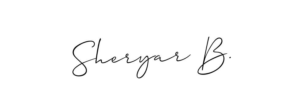 You should practise on your own different ways (Allison_Script) to write your name (Sheryar B.) in signature. don't let someone else do it for you. Sheryar B. signature style 2 images and pictures png