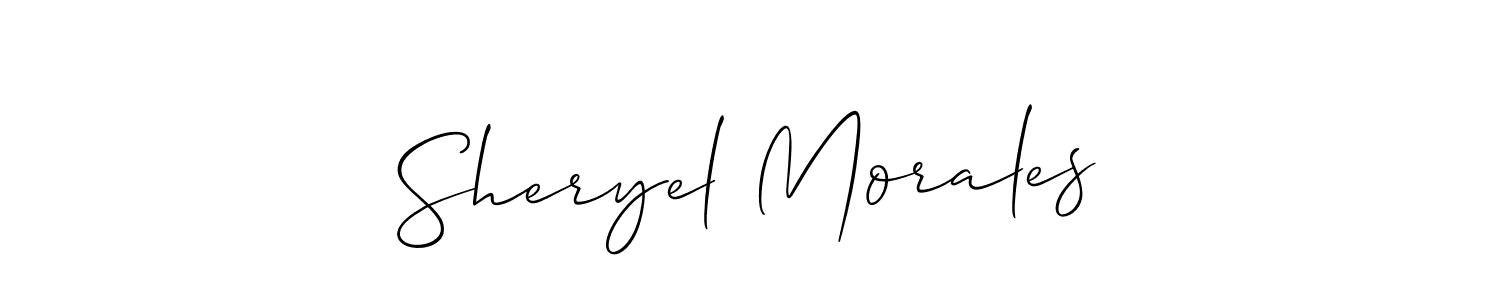 The best way (Allison_Script) to make a short signature is to pick only two or three words in your name. The name Sheryel Morales include a total of six letters. For converting this name. Sheryel Morales signature style 2 images and pictures png