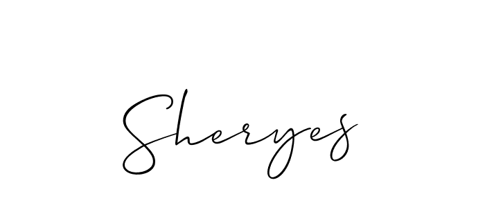 Make a beautiful signature design for name Sheryes. With this signature (Allison_Script) style, you can create a handwritten signature for free. Sheryes signature style 2 images and pictures png