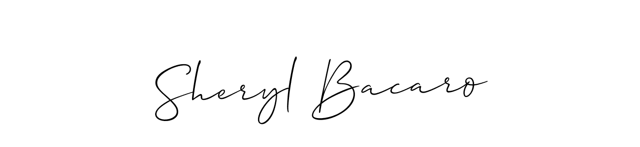 It looks lik you need a new signature style for name Sheryl Bacaro. Design unique handwritten (Allison_Script) signature with our free signature maker in just a few clicks. Sheryl Bacaro signature style 2 images and pictures png