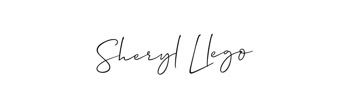 Create a beautiful signature design for name Sheryl Llego. With this signature (Allison_Script) fonts, you can make a handwritten signature for free. Sheryl Llego signature style 2 images and pictures png