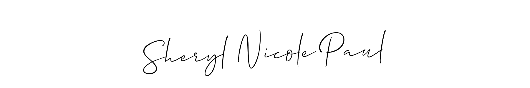 How to make Sheryl Nicole Paul name signature. Use Allison_Script style for creating short signs online. This is the latest handwritten sign. Sheryl Nicole Paul signature style 2 images and pictures png