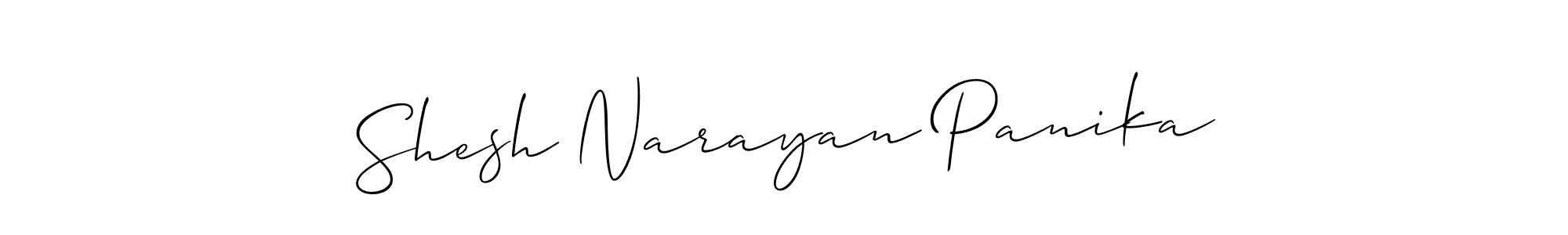 It looks lik you need a new signature style for name Shesh Narayan Panika. Design unique handwritten (Allison_Script) signature with our free signature maker in just a few clicks. Shesh Narayan Panika signature style 2 images and pictures png