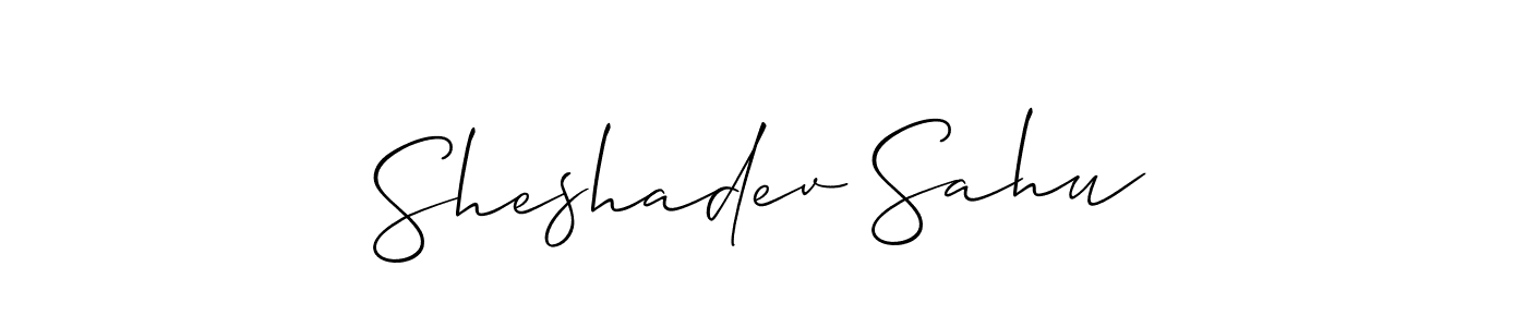 The best way (Allison_Script) to make a short signature is to pick only two or three words in your name. The name Sheshadev Sahu include a total of six letters. For converting this name. Sheshadev Sahu signature style 2 images and pictures png