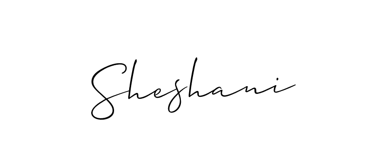 Use a signature maker to create a handwritten signature online. With this signature software, you can design (Allison_Script) your own signature for name Sheshani. Sheshani signature style 2 images and pictures png