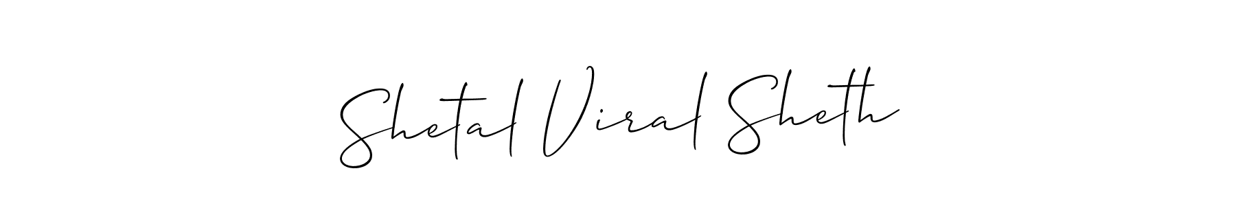 The best way (Allison_Script) to make a short signature is to pick only two or three words in your name. The name Shetal Viral Sheth include a total of six letters. For converting this name. Shetal Viral Sheth signature style 2 images and pictures png