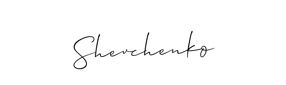 Design your own signature with our free online signature maker. With this signature software, you can create a handwritten (Allison_Script) signature for name Shevchenko. Shevchenko signature style 2 images and pictures png