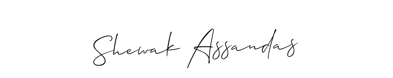 The best way (Allison_Script) to make a short signature is to pick only two or three words in your name. The name Shewak Assandas include a total of six letters. For converting this name. Shewak Assandas signature style 2 images and pictures png