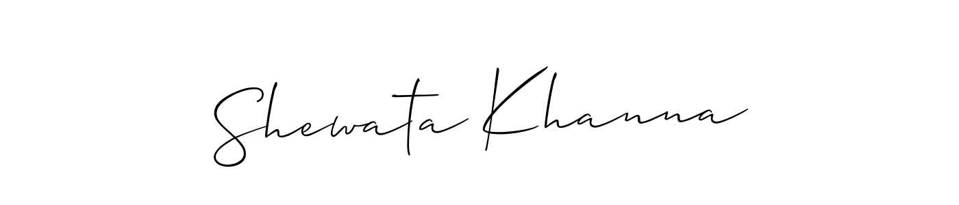 The best way (Allison_Script) to make a short signature is to pick only two or three words in your name. The name Shewata Khanna include a total of six letters. For converting this name. Shewata Khanna signature style 2 images and pictures png