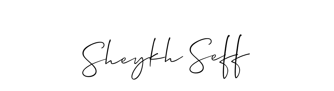 Use a signature maker to create a handwritten signature online. With this signature software, you can design (Allison_Script) your own signature for name Sheykh Seff. Sheykh Seff signature style 2 images and pictures png