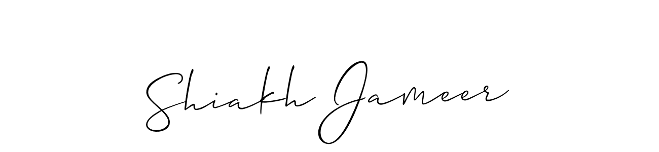The best way (Allison_Script) to make a short signature is to pick only two or three words in your name. The name Shiakh Jameer include a total of six letters. For converting this name. Shiakh Jameer signature style 2 images and pictures png