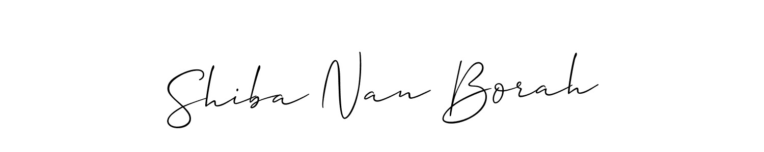 How to make Shiba Nan Borah name signature. Use Allison_Script style for creating short signs online. This is the latest handwritten sign. Shiba Nan Borah signature style 2 images and pictures png