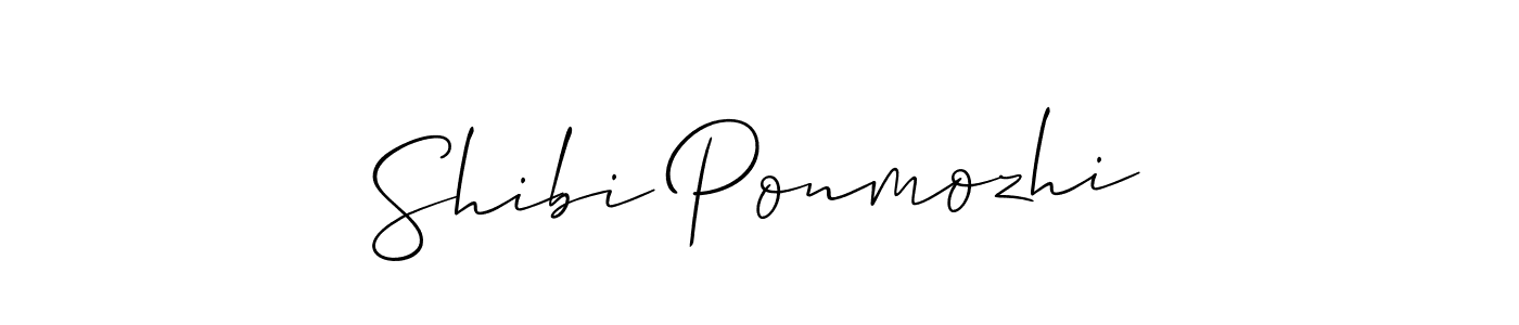 Use a signature maker to create a handwritten signature online. With this signature software, you can design (Allison_Script) your own signature for name Shibi Ponmozhi. Shibi Ponmozhi signature style 2 images and pictures png