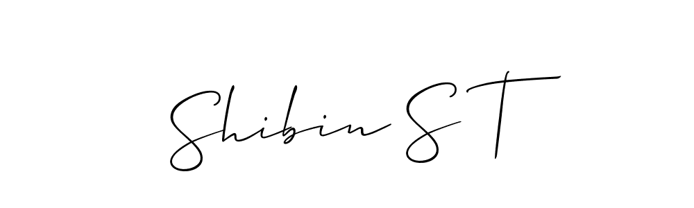 It looks lik you need a new signature style for name Shibin S T. Design unique handwritten (Allison_Script) signature with our free signature maker in just a few clicks. Shibin S T signature style 2 images and pictures png