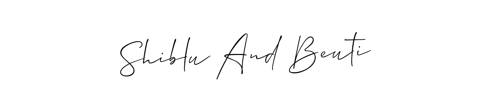 You should practise on your own different ways (Allison_Script) to write your name (Shiblu And Beuti) in signature. don't let someone else do it for you. Shiblu And Beuti signature style 2 images and pictures png
