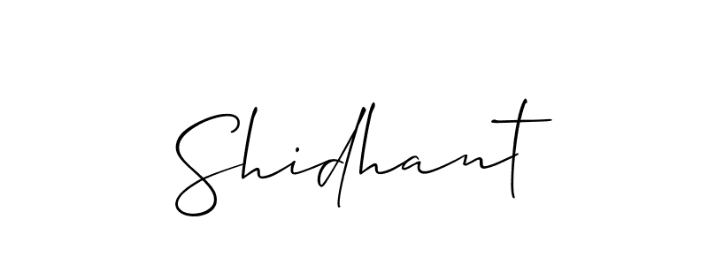 The best way (Allison_Script) to make a short signature is to pick only two or three words in your name. The name Shidhant include a total of six letters. For converting this name. Shidhant signature style 2 images and pictures png