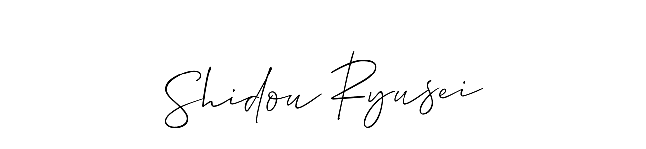 The best way (Allison_Script) to make a short signature is to pick only two or three words in your name. The name Shidou Ryusei include a total of six letters. For converting this name. Shidou Ryusei signature style 2 images and pictures png