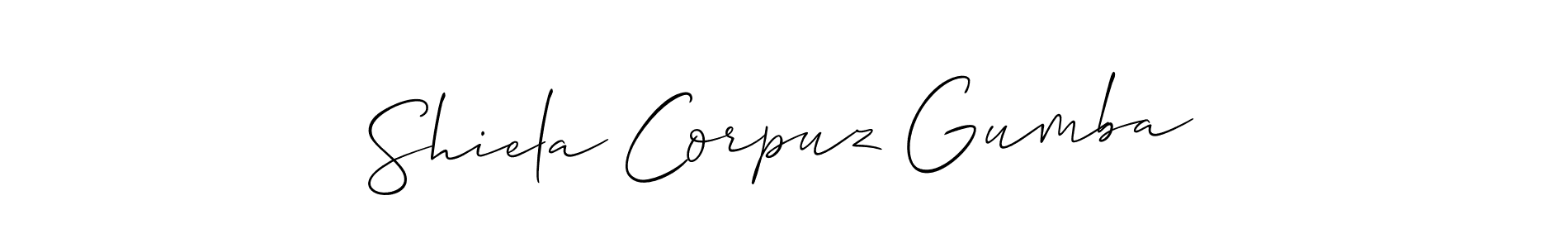Use a signature maker to create a handwritten signature online. With this signature software, you can design (Allison_Script) your own signature for name Shiela Corpuz Gumba. Shiela Corpuz Gumba signature style 2 images and pictures png