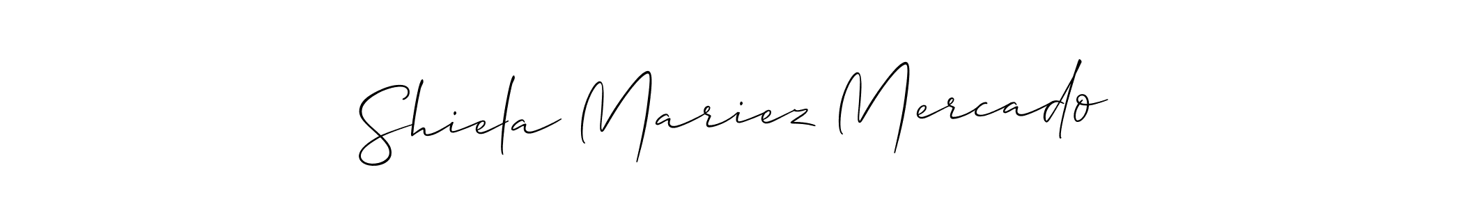 The best way (Allison_Script) to make a short signature is to pick only two or three words in your name. The name Shiela Mariez Mercado include a total of six letters. For converting this name. Shiela Mariez Mercado signature style 2 images and pictures png