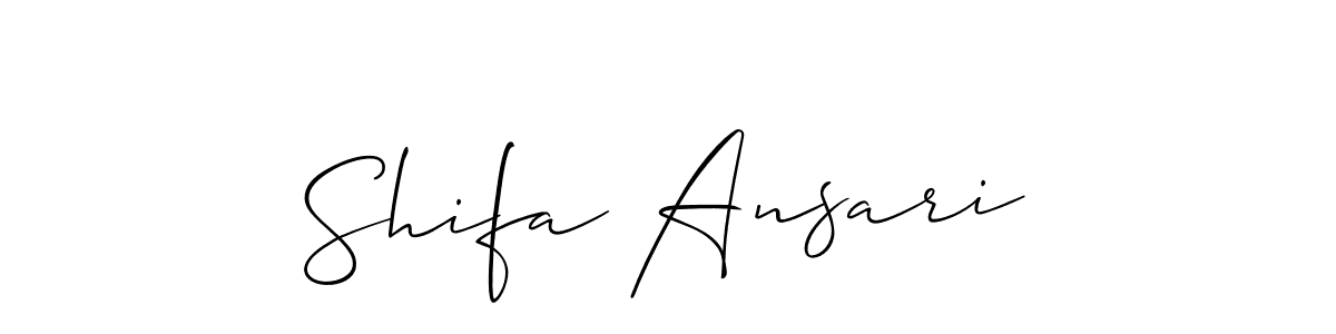 Make a short Shifa Ansari signature style. Manage your documents anywhere anytime using Allison_Script. Create and add eSignatures, submit forms, share and send files easily. Shifa Ansari signature style 2 images and pictures png