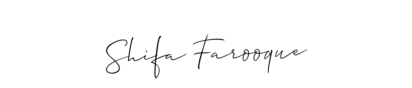 Create a beautiful signature design for name Shifa Farooque. With this signature (Allison_Script) fonts, you can make a handwritten signature for free. Shifa Farooque signature style 2 images and pictures png