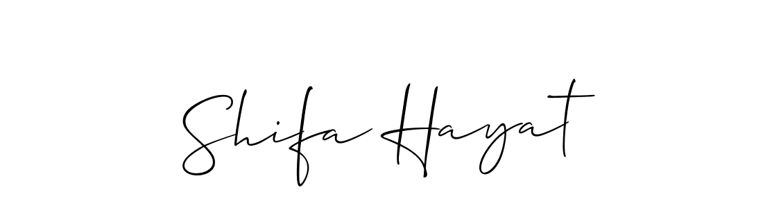 Use a signature maker to create a handwritten signature online. With this signature software, you can design (Allison_Script) your own signature for name Shifa Hayat. Shifa Hayat signature style 2 images and pictures png