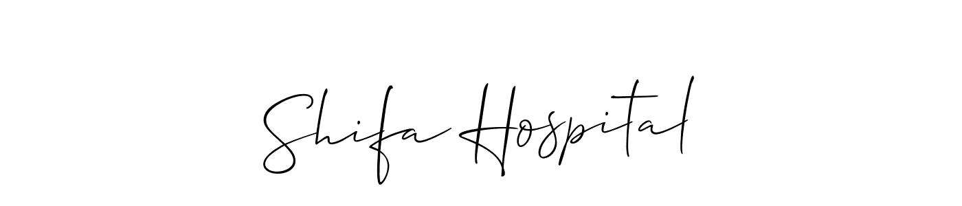 Use a signature maker to create a handwritten signature online. With this signature software, you can design (Allison_Script) your own signature for name Shifa Hospital. Shifa Hospital signature style 2 images and pictures png