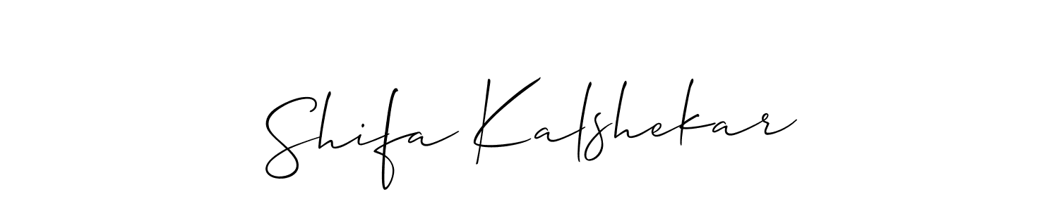 It looks lik you need a new signature style for name Shifa Kalshekar. Design unique handwritten (Allison_Script) signature with our free signature maker in just a few clicks. Shifa Kalshekar signature style 2 images and pictures png