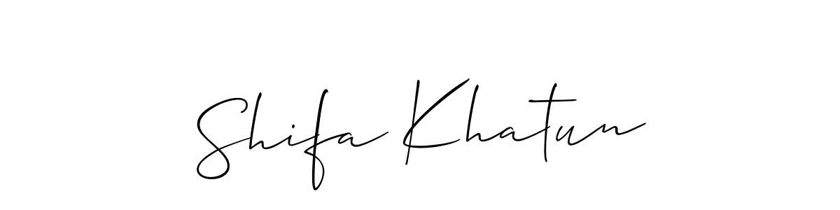 Allison_Script is a professional signature style that is perfect for those who want to add a touch of class to their signature. It is also a great choice for those who want to make their signature more unique. Get Shifa Khatun name to fancy signature for free. Shifa Khatun signature style 2 images and pictures png