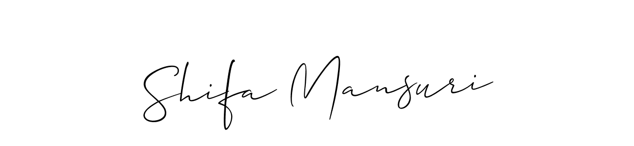 It looks lik you need a new signature style for name Shifa Mansuri. Design unique handwritten (Allison_Script) signature with our free signature maker in just a few clicks. Shifa Mansuri signature style 2 images and pictures png