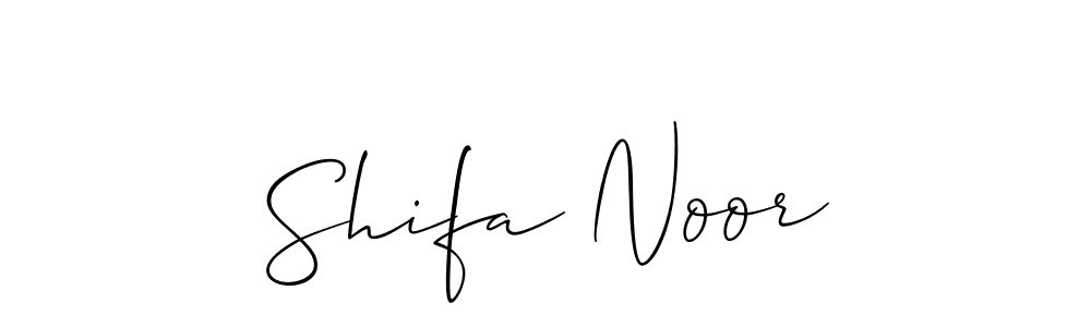 Allison_Script is a professional signature style that is perfect for those who want to add a touch of class to their signature. It is also a great choice for those who want to make their signature more unique. Get Shifa Noor name to fancy signature for free. Shifa Noor signature style 2 images and pictures png