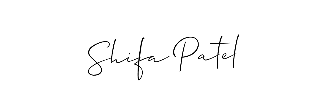 How to make Shifa Patel signature? Allison_Script is a professional autograph style. Create handwritten signature for Shifa Patel name. Shifa Patel signature style 2 images and pictures png