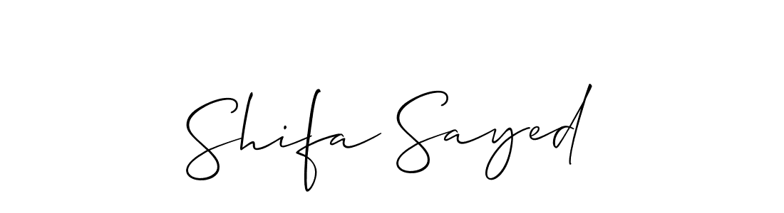Make a short Shifa Sayed signature style. Manage your documents anywhere anytime using Allison_Script. Create and add eSignatures, submit forms, share and send files easily. Shifa Sayed signature style 2 images and pictures png
