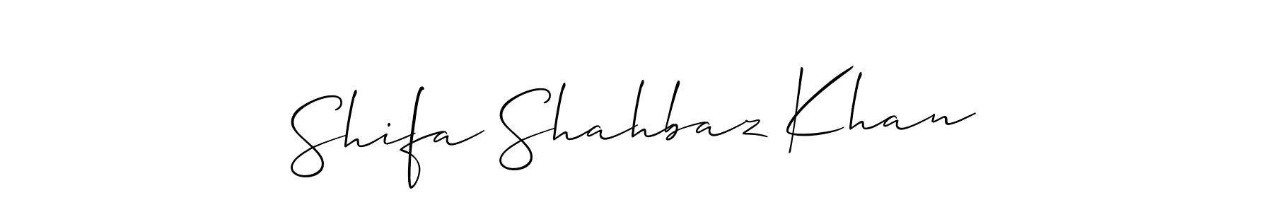 Use a signature maker to create a handwritten signature online. With this signature software, you can design (Allison_Script) your own signature for name Shifa Shahbaz Khan. Shifa Shahbaz Khan signature style 2 images and pictures png