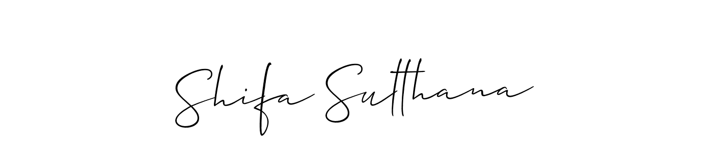 How to make Shifa Sulthana name signature. Use Allison_Script style for creating short signs online. This is the latest handwritten sign. Shifa Sulthana signature style 2 images and pictures png