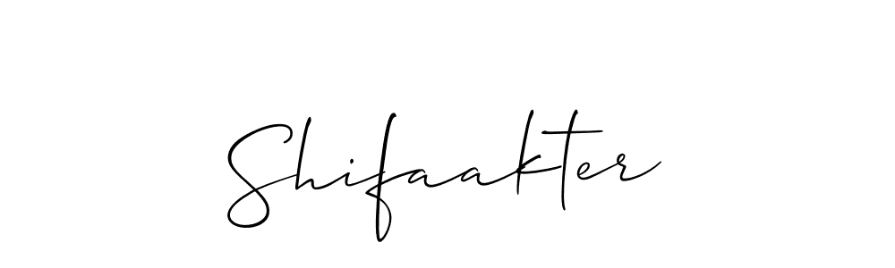 How to make Shifaakter name signature. Use Allison_Script style for creating short signs online. This is the latest handwritten sign. Shifaakter signature style 2 images and pictures png