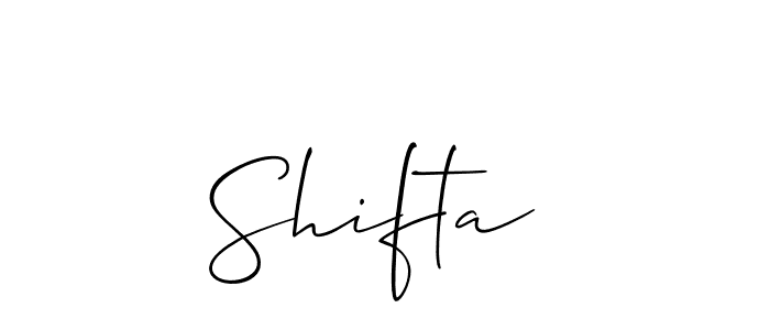 Design your own signature with our free online signature maker. With this signature software, you can create a handwritten (Allison_Script) signature for name Shifta . Shifta  signature style 2 images and pictures png