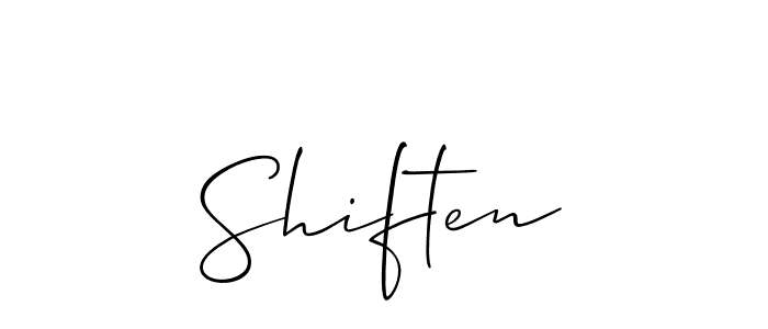 Use a signature maker to create a handwritten signature online. With this signature software, you can design (Allison_Script) your own signature for name Shiften. Shiften signature style 2 images and pictures png